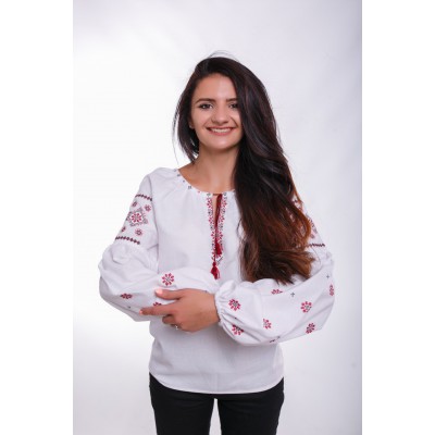 Embroidered Blouse "Delicate Rhombs" white